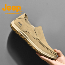 JEEP mens shoes 2021 new fashion breathable Doudou shoes pedal spring and summer leather casual lazy loafers