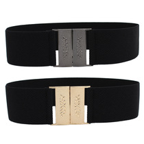 Japan FC trendy retro buckle embossed elastic elastic belt womens outer dress coat wide waist