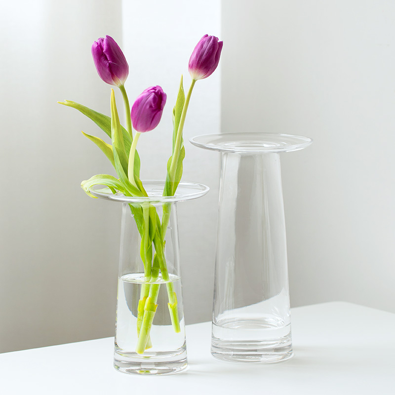 Net red glass vase light luxury transparent hydroponic lily ins wind chamomile simple decoration living room table flower arrangement