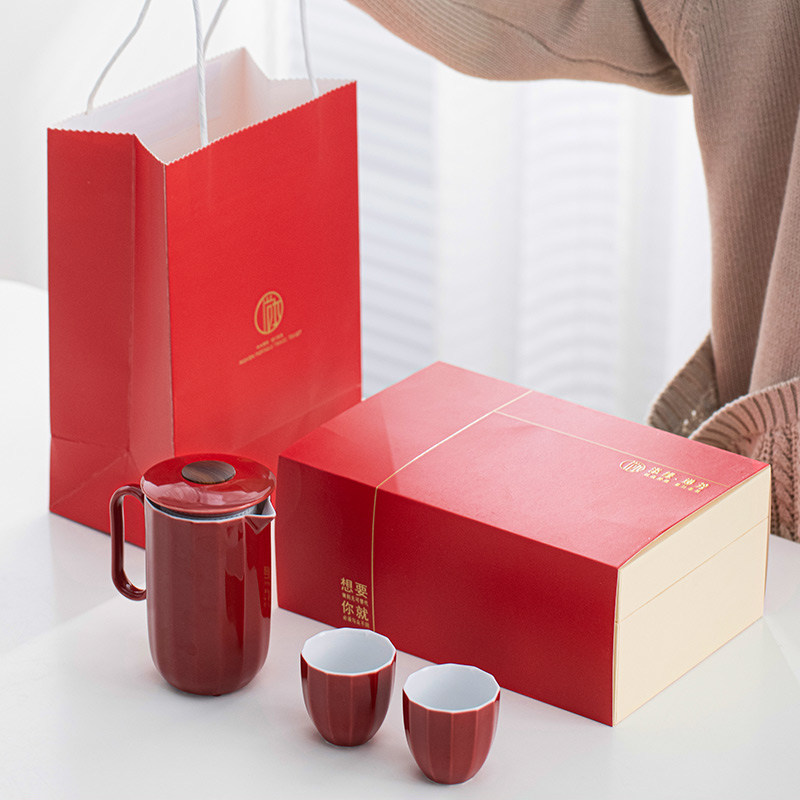 One pot of two cups duo suits household small modern minimal Japanese office fast-cup travel tea gift