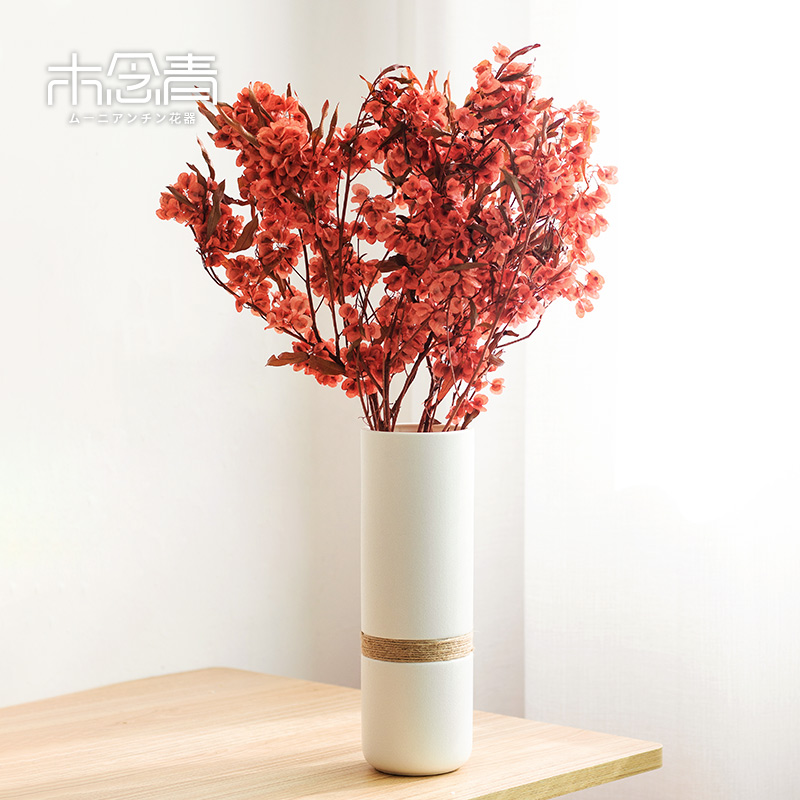 White ceramic vase simple beauty modern Nordic ins decoration living room flower arrangement table dried flower with vase set