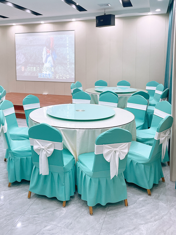 Simple Thickened Elastic Chair Cover Modern Banquet Hall Dining Table Chair Cover Siamese Chair Cover Bowknot Wooden Chair Cover