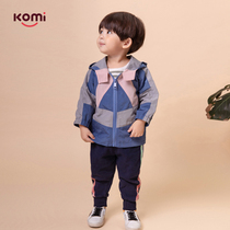 komi childrens clothing Autumn Spring and Autumn New jacket childrens coat hooded baby assault clothing boys coat tide coat