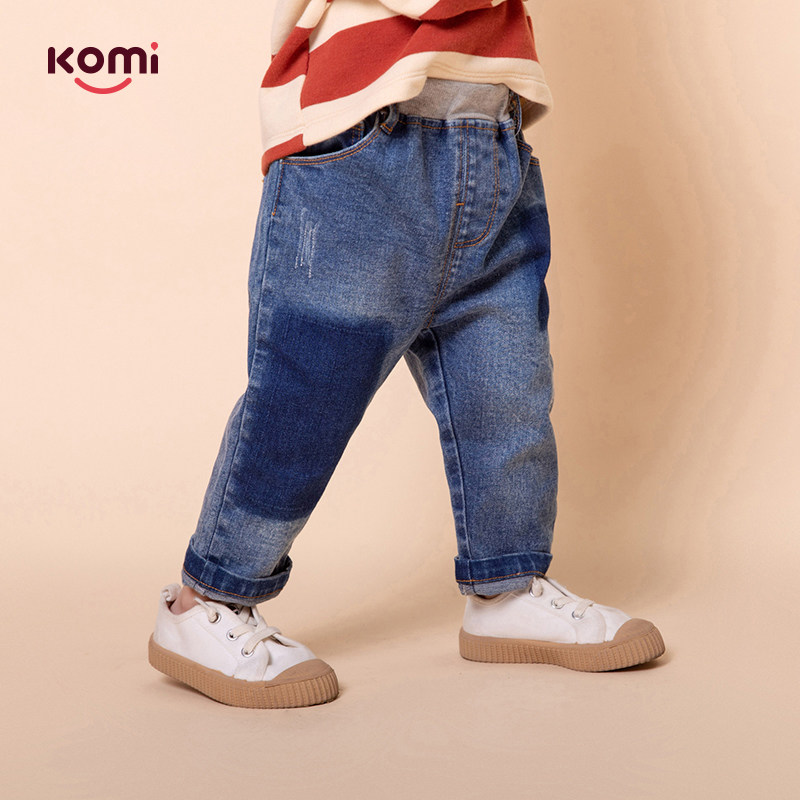 Komi children's pants women's autumn 2022 new children's clothing toddler trousers pure cotton western style baby jeans girls