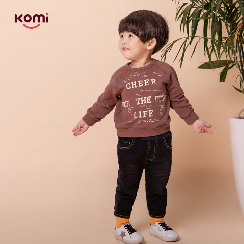 Autumn New Children's Sweater English Print Design Boys Spring and Autumn Cotton Pullover Baby Tops Children's Clothing