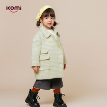 komi childrens clothing girl woolen coat winter clothing 2019 new childrens baby Korean version of tweed coat long clothes