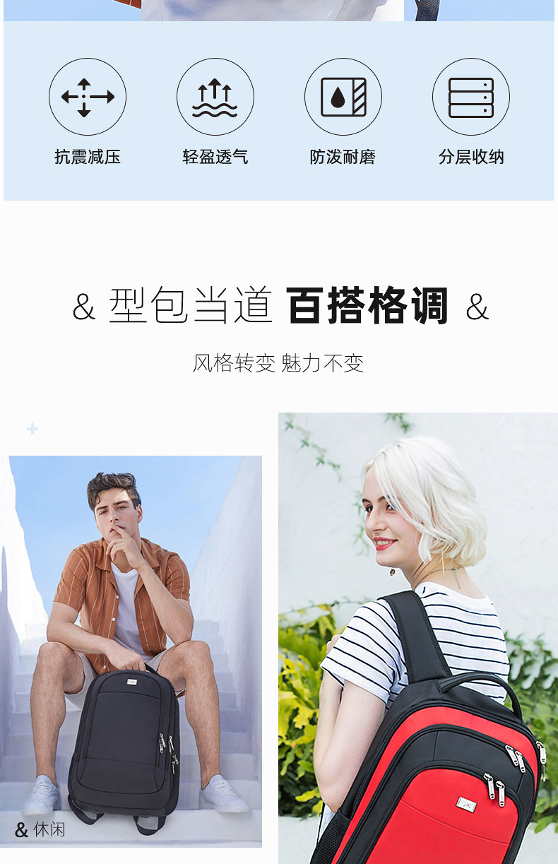 卡帝乐鳄鱼 大容量双肩包 15寸 图2