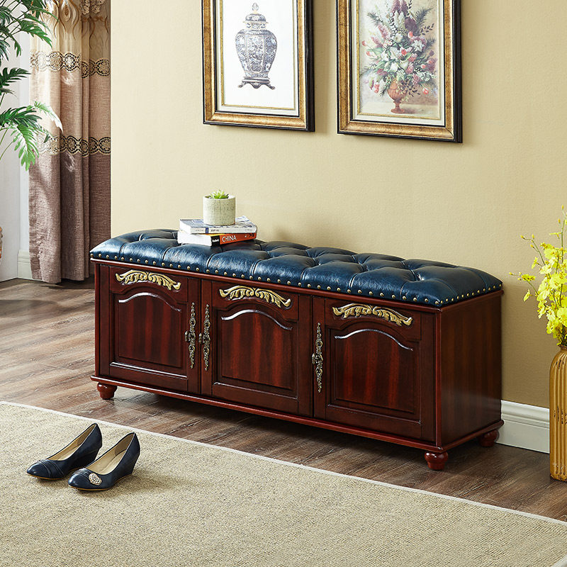 American Shoe Changing Stool shoe cabinet Home doorway can sit in economy Type of bed tail solid wood genuine leather trial shoes wearing shoes stools