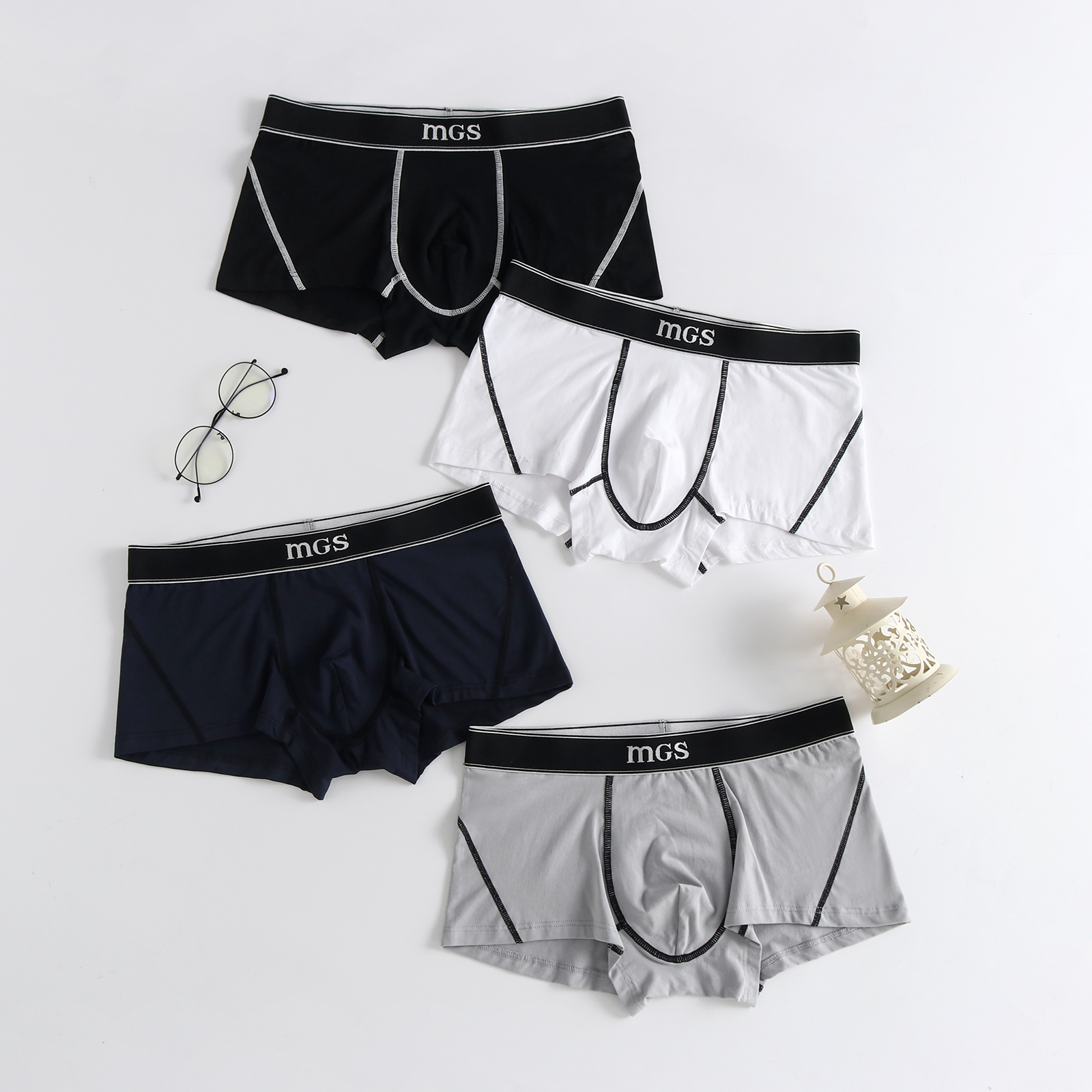 3 Zolo Printed Briefs Men Modale Four-corner Shorts Trendy Pure Color Pants Slim Down Four Corner Pants Sacks Silk Slip
