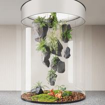 Art fake stone landscaping simulation suspended stone Zen simulation green plant decoration hanging wall hanging ornaments indoor rockery