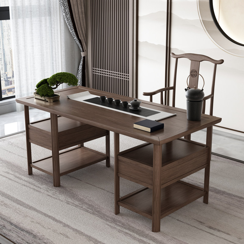 Old wood desk Study office suit combination New Chinese painting case Household simple desk Solid wood calligraphy painting table