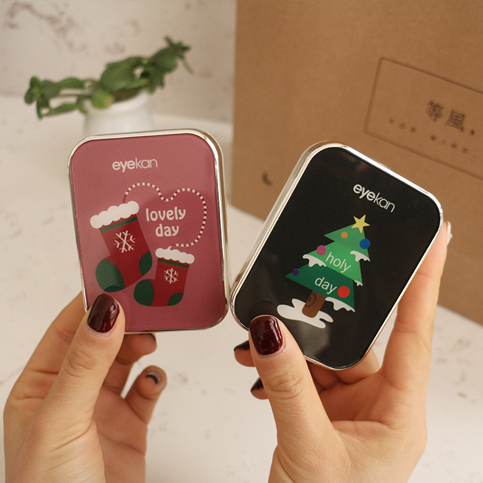 Eyekan Christmas Girls Gingerbread Box Double-connected Contact lenses myopia companion box personality collection box