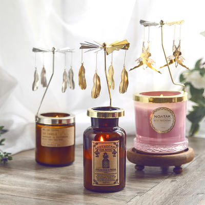 Scented candle, popular feather rotating candlestick, revolving lantern, starry sky, Nordic romantic girl diy