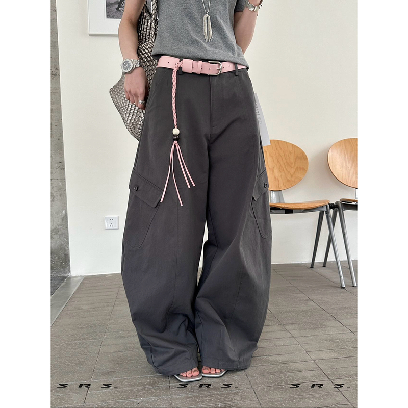 3R3 Spring New Product 5Yw70365 High-Waisted Workwear Style Wide-Leg Curved Pants for Women with Large Pockets, Loose Casual Pants Trend 3R3 Spring New Product 5Yw70365 High-Waisted Workwear Style Wide-Leg Curved Pants for Women with Large Pockets, Loose Casual Pants Trend