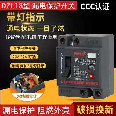 New DZL18-32A 20A leakage protector household leak protection switch single phase 2p 220V switch knife