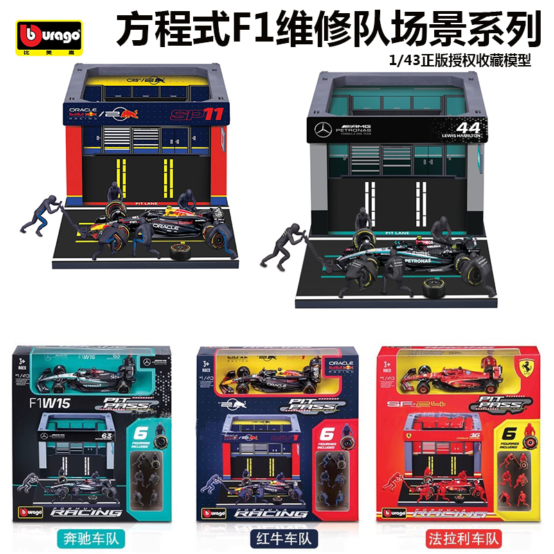 1:43 Scale Mercedes-Benz F1 Pit Stop Tire Changing Scene Model Ferrari/Red Bull/Mclaren