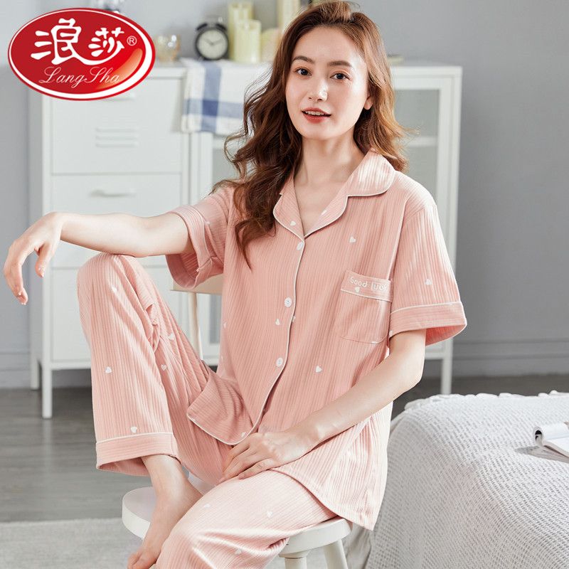 Short Sleeves Long Pants Pyjamas Woman Summer Pure Cotton Slim two-piece suit Lady Spring and Autumn Day Home Suits 2022 New