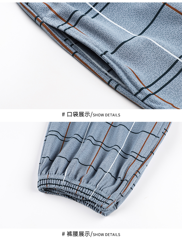quần áo ngủ nam mùa hè nam ngắn tay bông mùa hè phần mỏng bãi lớn đàn ông Nam Cực của tracksuit 2021 New đồ bộ thể thao nam