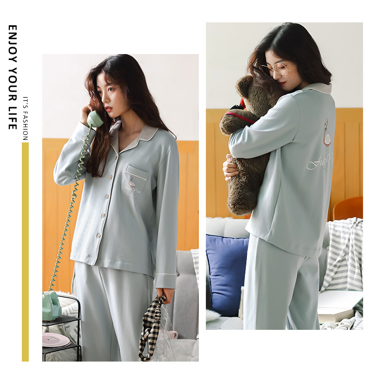 Bộ đồ ngủ mùa thu và mùa đông ở Nam Cực Bộ đồ cotton dài tay cho nữ mùa thu phiên bản Hàn Quốc quần áo ngủ nữ