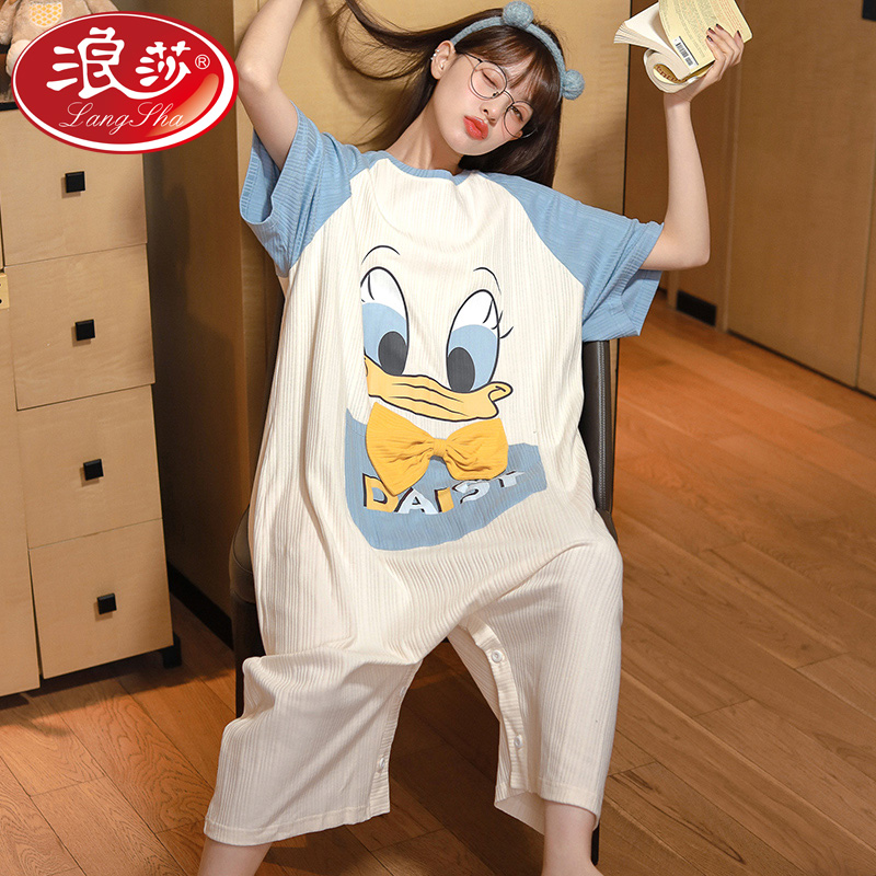 Even Body Sleeping Dressing Woman Summer Pure Cotton Short Sleeve Cartoon Cute Home Dress 2022 New Sleeping Skirt Woman Summer Thin