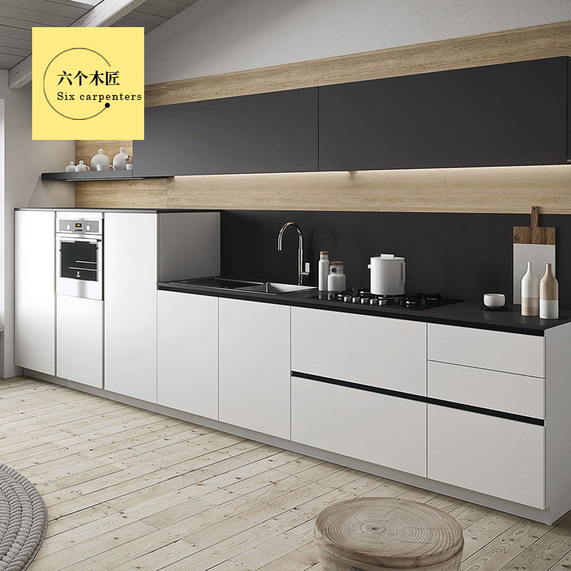 Modern overall cabinet customization Open kitchen cabinet customization Wood grain shape assembly design Whole house customization