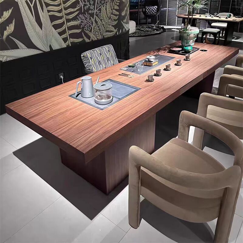 New Chinese-Style North American Black Walnut Tea Table and Chair Set, Modern Minimalist Light Luxury Office Solid Wood Tea Room Tea Table New Chinese-Style North American Black Walnut Tea Table and Chair Set, Modern Minimalist Light Luxury Office Solid Wood Tea Room Tea Table