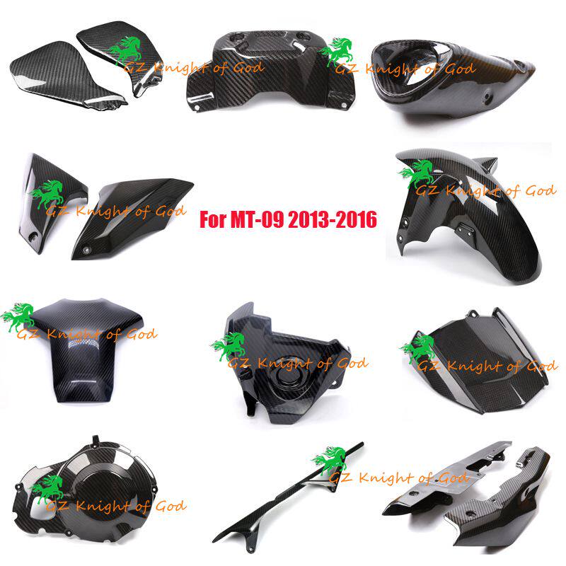 Real carbon fiber parts Yamaha Ymaha MT09 full set of fender exhaust pipe intake pipe cover bed bag 13-19
