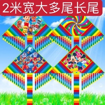 Weifang Jinpeng Kite Childrens New Cartoon Plaid Bright Cloth Hot Printed 2 Meter Multi-Tail Multi-Tail Long Tail Color Strips