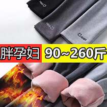 Autumn Winter Plus Fat Increase Yard 200 catty Fleece Warm Pregnant Pregnant Women With Underpants Fashion External Puncture Embroidered and Belly Trousers Tide