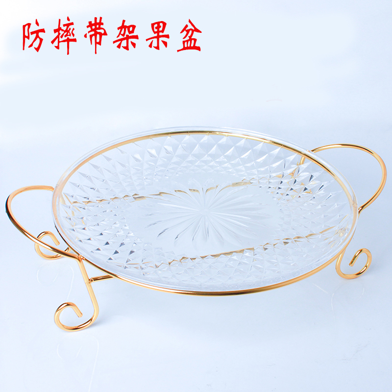 Acrylic Fruit Pan Ktv Gold And Silver Shelf Fruit Pan Transparent Plastic Petal Base Creative Modern Living Room Fruit Tray Shelf