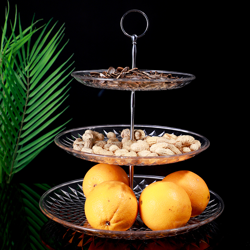 Acrylic fruit tray multilayer three-layer multilayer shelf ktv bar creative plastic double layer fruit tray living room personality