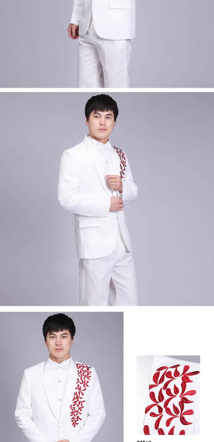 Quần áo nam cao cấp thêu phù hợp với phù hợp với phù hợp với người trung niên biểu diễn trang phục dịch vụ ảnh studio áo nam