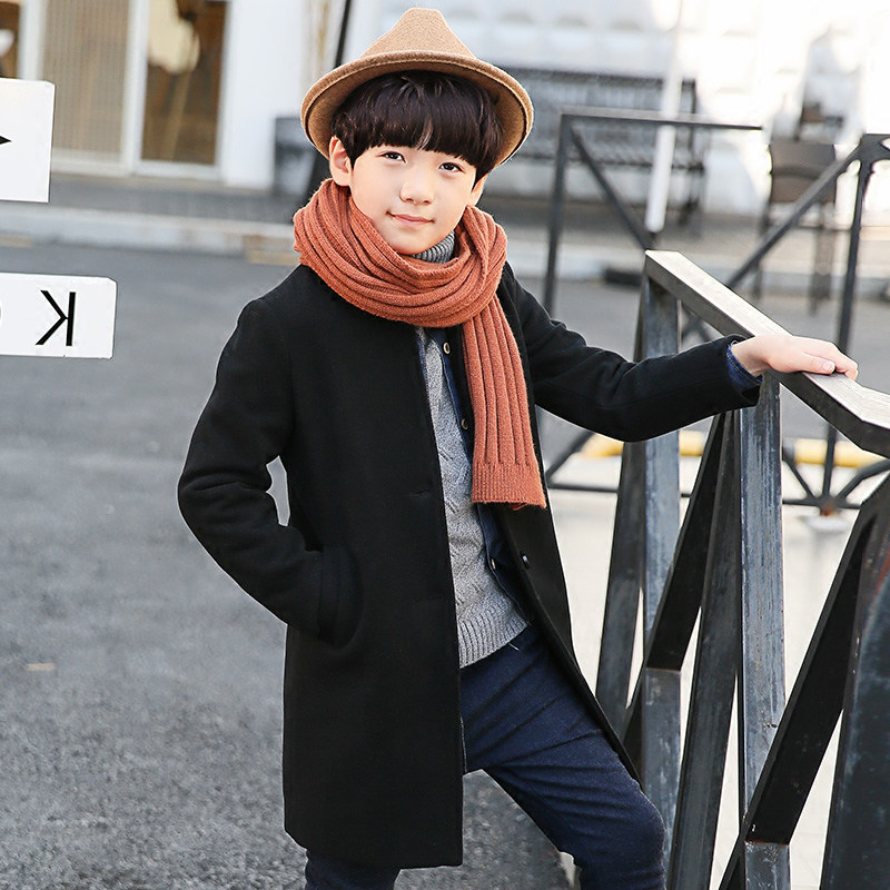 Children's coat boy's woolen coat autumn and winter clothes 2022 new foreign style Korean style woolen medium and long style for big children