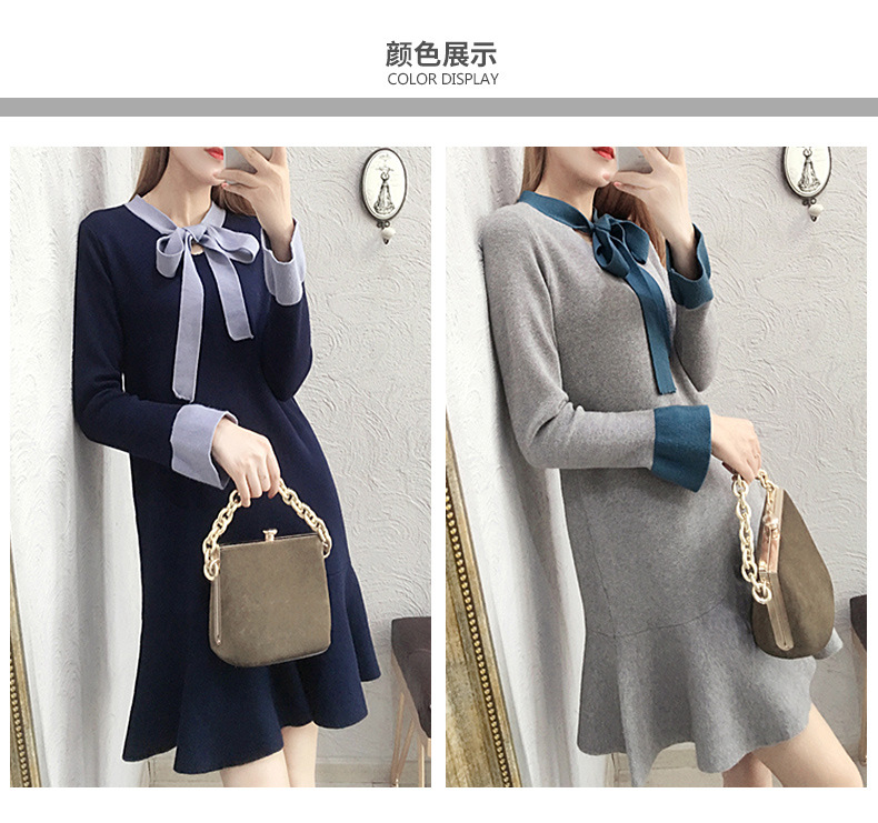 Thu đông 2018 áo len mới đan khí chất thời trang Một chiếc váy ngọt ngào mẫu váy chữ a đẹp 2020
