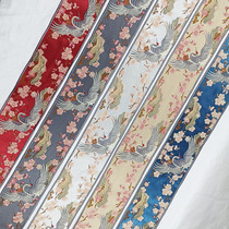 10cm wide machine embroidered Chinese style peach blossom bamboo stone and crane Hanfu placket belt cushion sofa towel curtain lace webbing