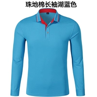 NS034 Топ из хлопка пике (Озерно-синий с длинными рукавами)