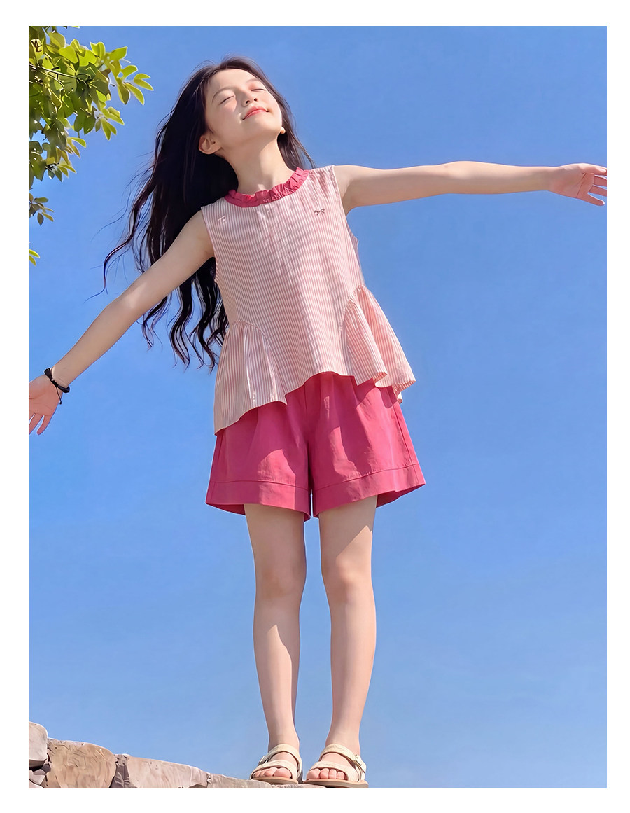 Girls' Summer Outfit 2026 New Stylish Children's Trendy Striped Dopamine Two-Piece Set Girls' Summer Clothes Fashion — 10
