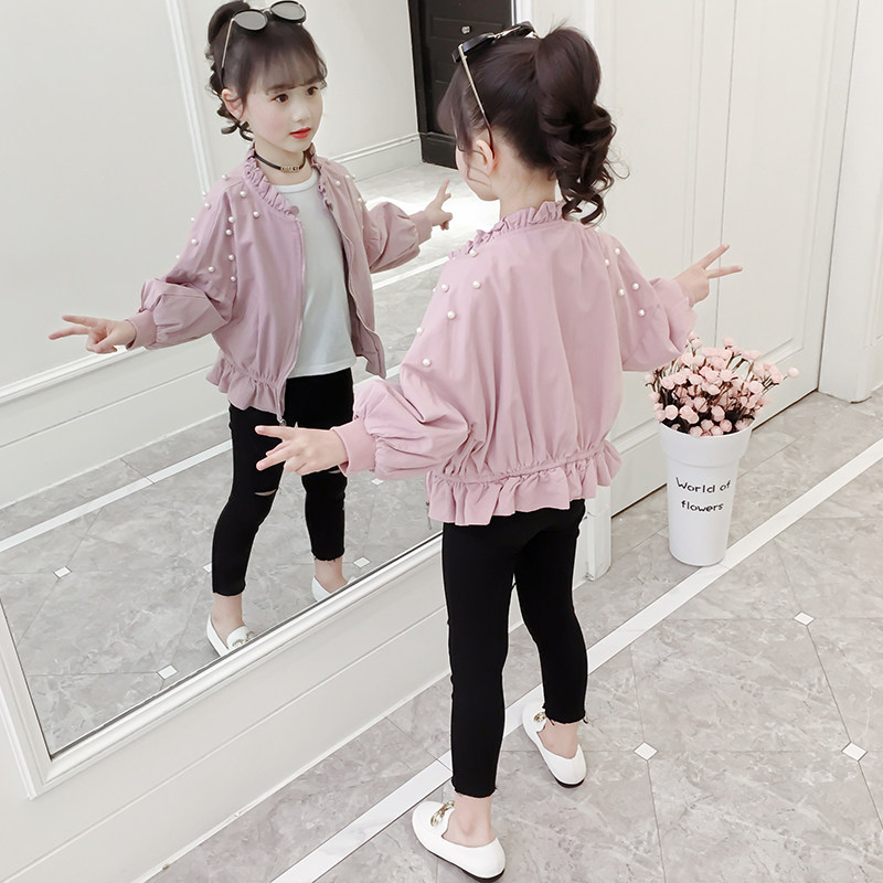 Children's clothing girls ' jacket 2021 new spring and autumn Korean version of the big children's western style jacket girls net red fashionable top