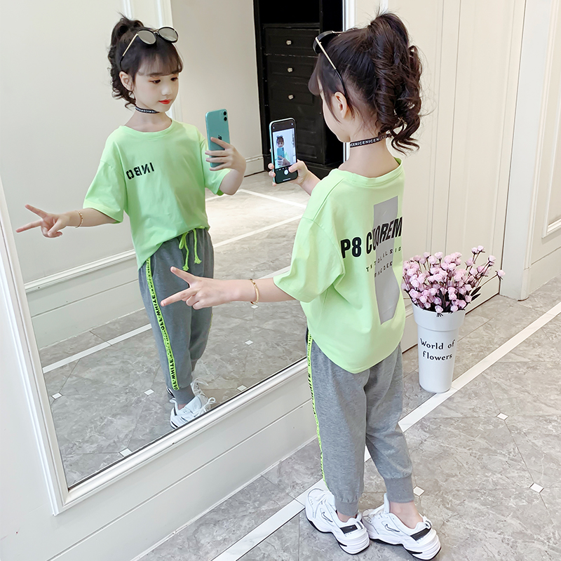 Girl's summer clothing suit 2022 new children's fashion clothes big children's tennis red summer girls' sports tide