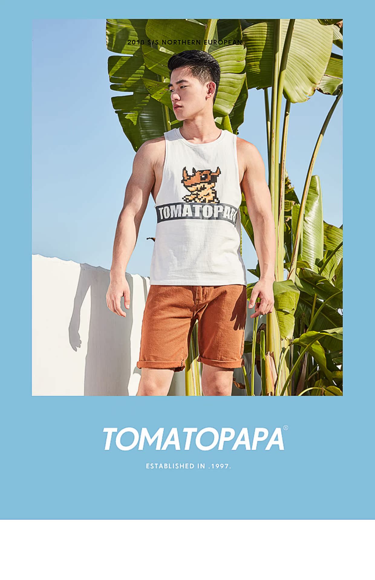 TOMATOPAPA gốc mùa hè châu Âu và Mỹ thanh niên vest nam hoạt hình xu hướng vest thể thao không tay áo vest mồ hôi áo ba lỗ tập gym