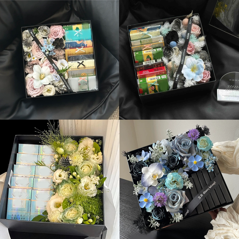 Creative DIY Scented Flower Bouquet Gift Box Square Box Artificial Flower Handmade Material Kit for Boyfriend or Husband Birthday Gift