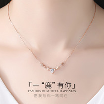 All the way to the deer have you necklace Sterling silver female plated 18k rose gold pendant clavicle chain 520 Valentines Day gift to girlfriend