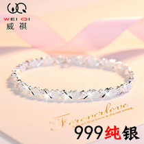 999 sterling silver bracelet female ins niche design light luxury bracelet Best friend hand decoration Tanabata Valentines Day gift to girlfriend