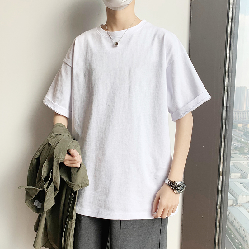Short Tspring new pattern man Jeans Port style easy Solid color leisure time Straight pants Chaopai Versatile student Cropped trousers