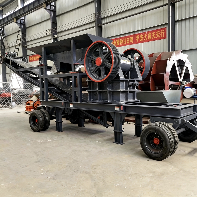 Jaw-Type Mobile Crusher with an Output of 30 Tons Per Hour for Crushing Ore, Granite, Pebbles, and Coal Slag, and a Vehicle-Mounted Sand-Making Machine Jaw-Type Mobile Crusher with an Output of 30 Tons Per Hour for Crushing Ore, Granite, Pebbles, and Coal Slag, and a Vehicle-Mounted Sand-Making Machine