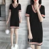 váy sang trọng nữ mùa hè 2020 khí chất Hàn Quốc Slim băng lụa dệt kim ngắn v-cổ - Váy eo cao