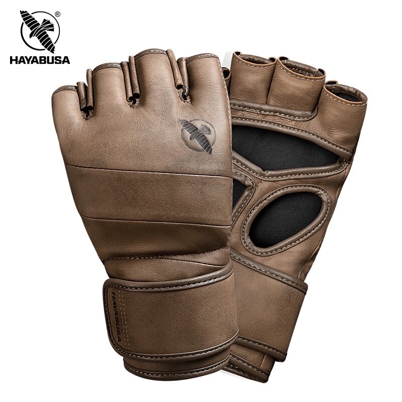 hayabusa Hayabusa leather split-finger gloves Half-finger gloves Leak-finger gloves Men's training UFC combat gloves wrist guards
