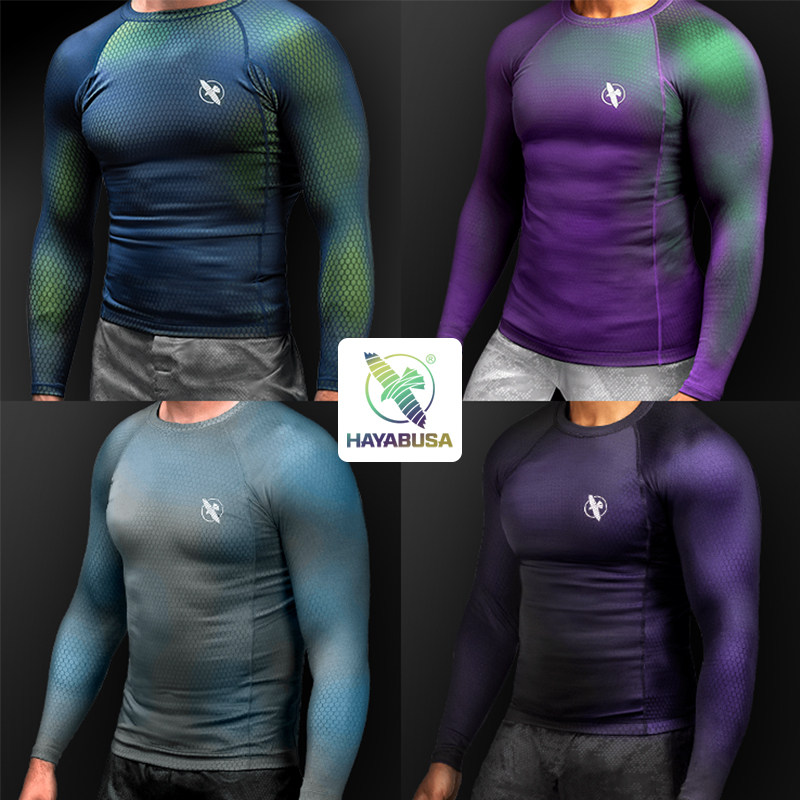 Hayabusa Long Sleeve Anti-Wear Clothing Color-Changing Jiu-Jitsu Sports Fitness Compression Tights Fusion Fusion