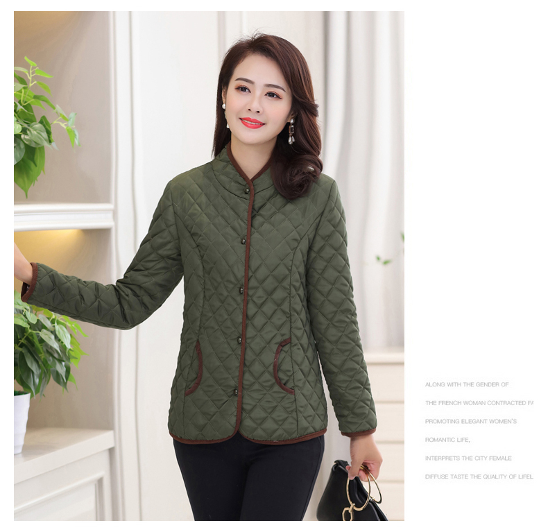 Kaddan cổ áo trung niên cổ áo bông nhỏ của phụ nữ xuống bông nhẹ ấm trung niên cotton phù hợp với áo khoác mẹ váy đẹp tuổi trung niên