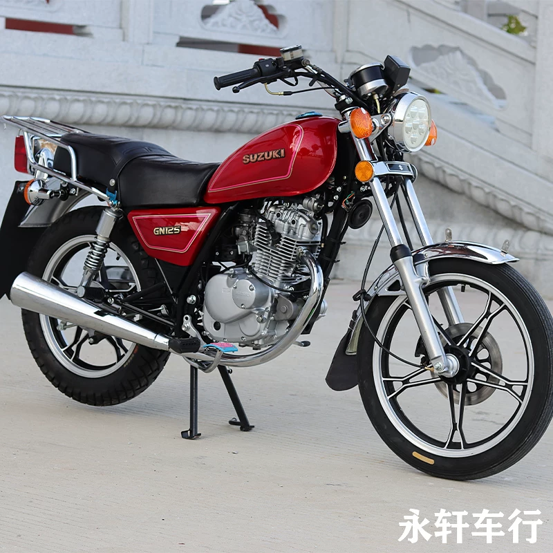 Мотоцикл Suzuki Prince 125 см³ — б/у оригинал, полный комплект, внедорожный, сидение верхом, красный/чёрный